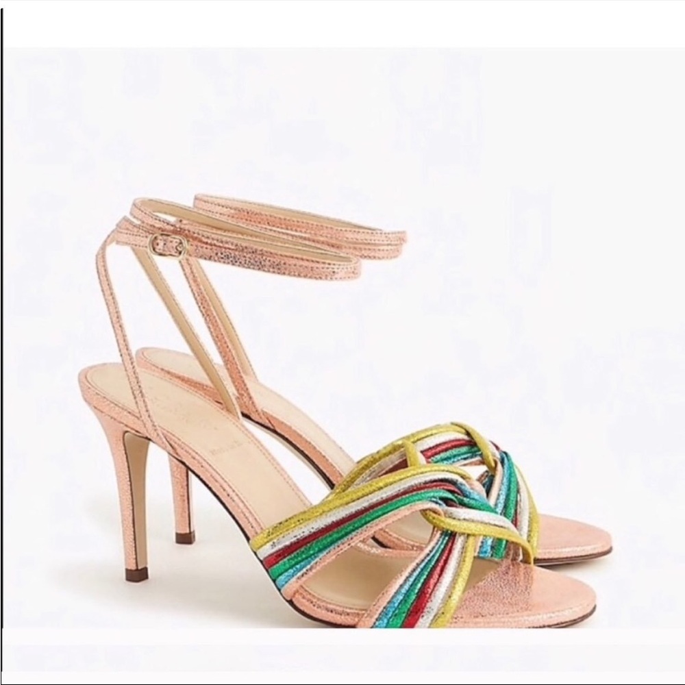 JCrew Metallic Rainbow Strappy Heels